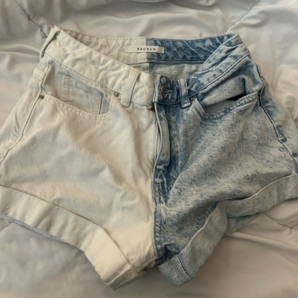 Pacsun blue and white denim shorts